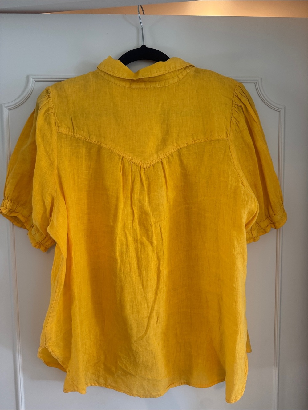 Pilcro Bright Yellow Linen-Blend Button Front Blouse - Picture 4 of 5
